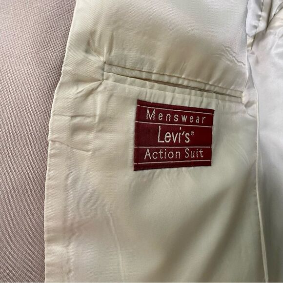 Vintage Levi’s Action Suit Jacket Sport Coat 2Button Tan Cream SEE MEASUREMENTS - Picture 3 of 6